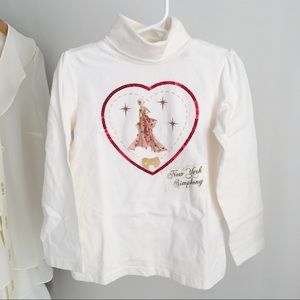 Cute Turtle Neck White Shirt with Heart Sweater